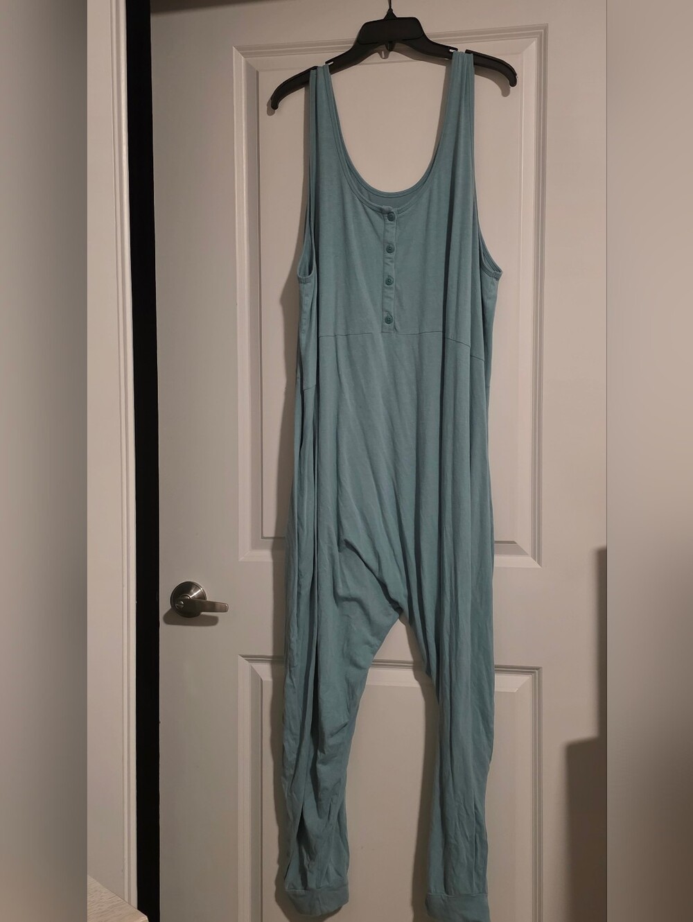 AnyBody Sage Blue Sleeveless Button-Front Jumpsuit Size:3XP